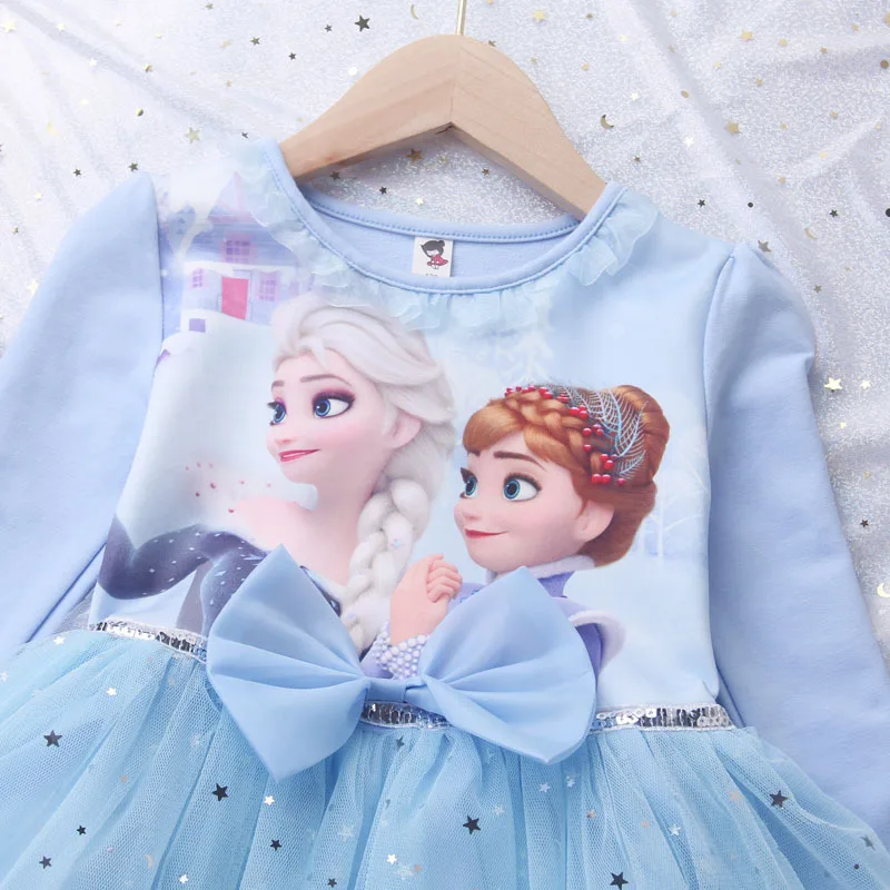 Vestido de Elsa Congelado Manga Comprida Infantil, Vestidos De Outono Para Meninas, Festa De Aniversário, Princesa Traje, Adolescente, Roupas De Festa