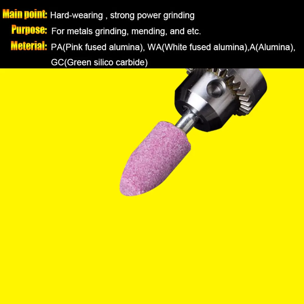 TuGe High quality 100pcs/lot Oval shape Ceramic Mounted Point Grinding Stone Head Tools Grinding wheel Abrasive Grinding head