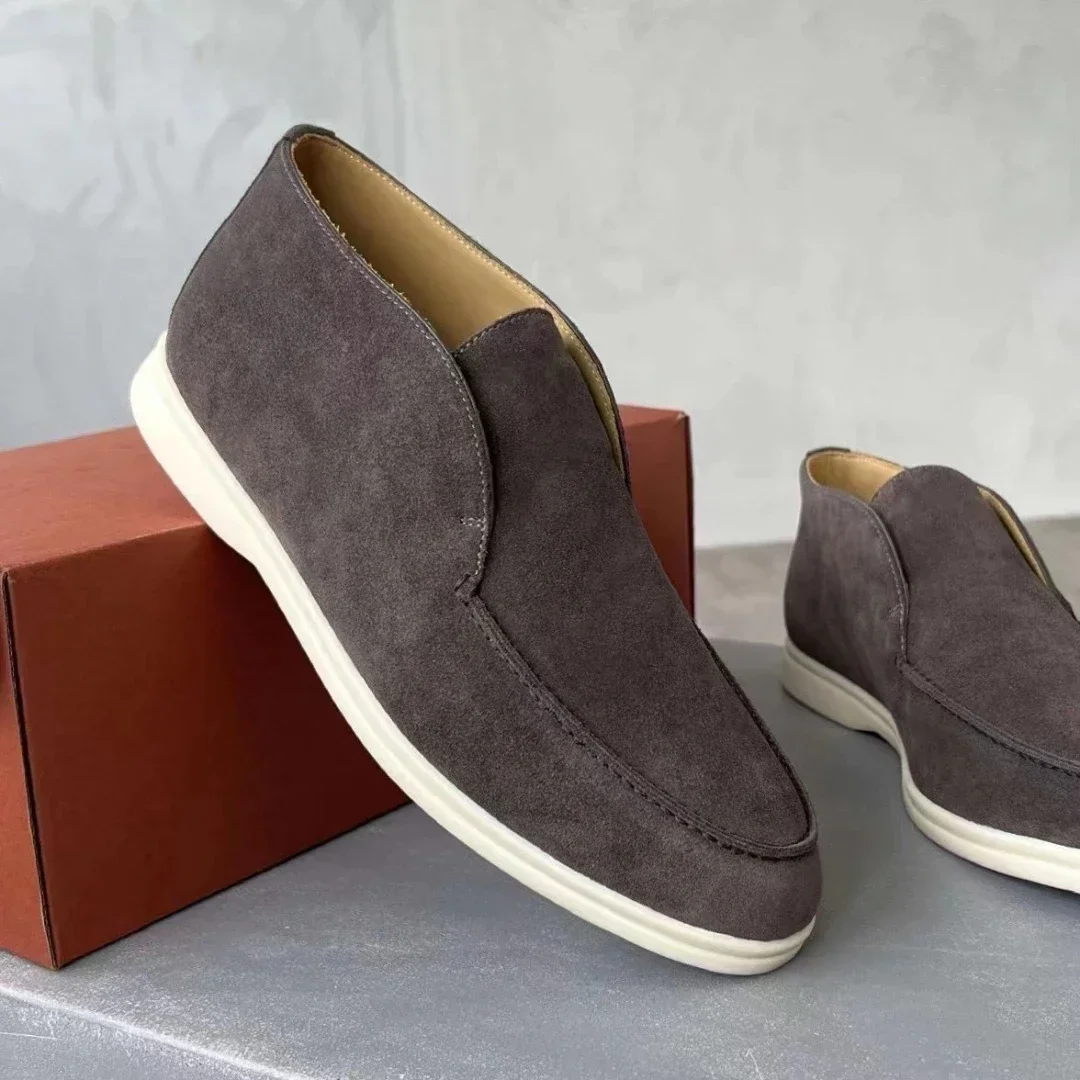 Sapatos casuais de camurça para homens e mulheres, mocassins planos, couro cheio, botins, caminhada, férias, outono, inverno, moda