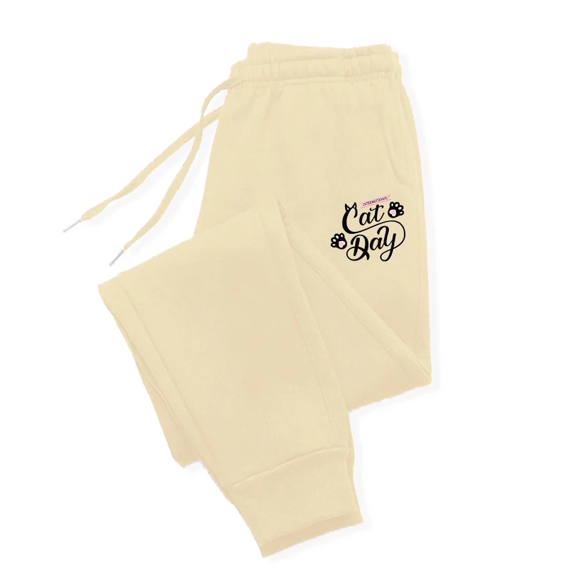 

I Like Cats Pattern Women'S Pants Warm Drawstring Joggers Drawstring Pocket Woman Pant Creative Fleece Woman Jogging Pant