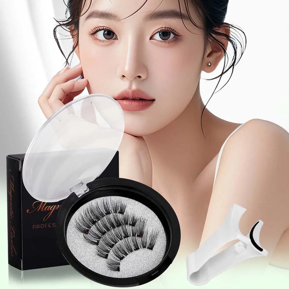 Pestañas postizas magnéticas esponjosas, sin pegamento, rizo D, pestañas magnéticas con Clip, maquillaje DIY, grupos de pestañas postizas para niñas