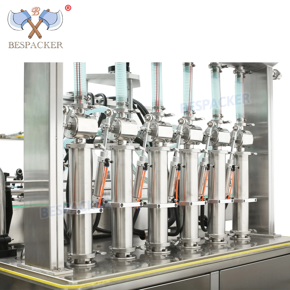 GT6T Pneumatic Linear 6 Heads Hot Sale Automatic Drinking Filling And Sealing Machine