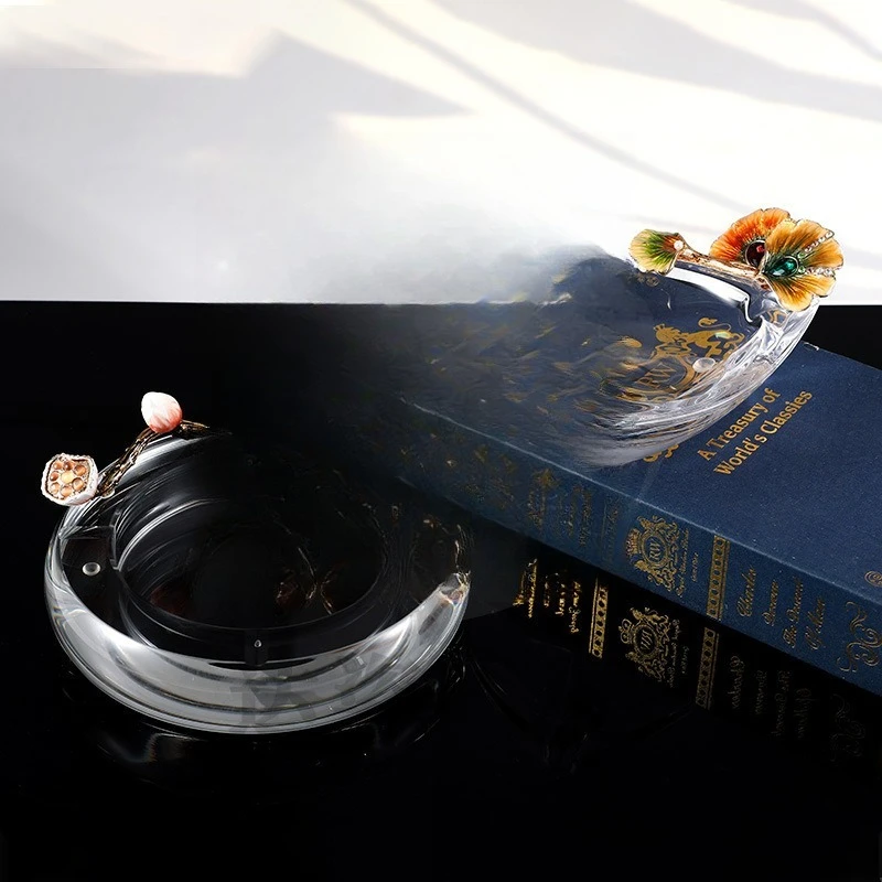 Crystal glass handicrafts enamel ashtray high-end household gifts living room coffee table ornaments living room bedside