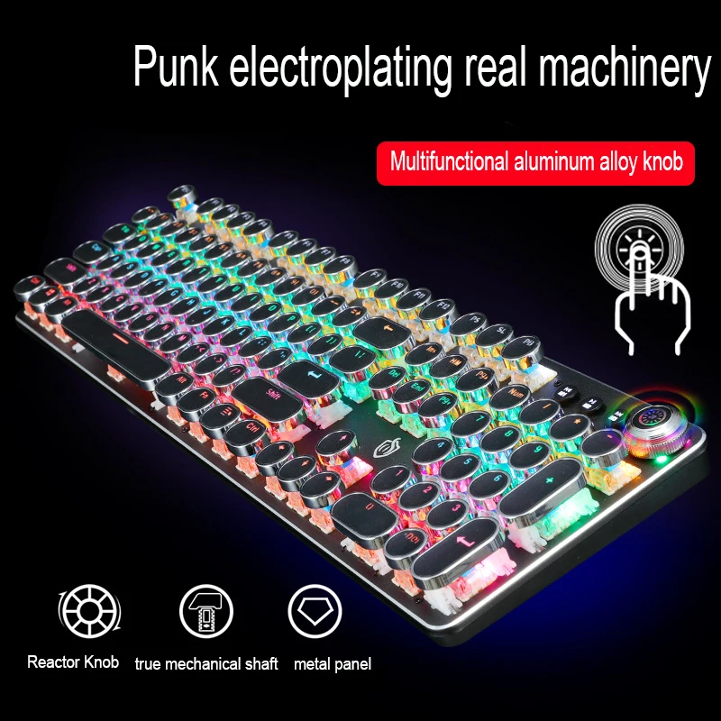 Imagem -04 - Retro Punk Wired Teclado Mecânico para Jogos 104 Teclas Rgb Backlit Computador E-sports Periféricos para Desktop