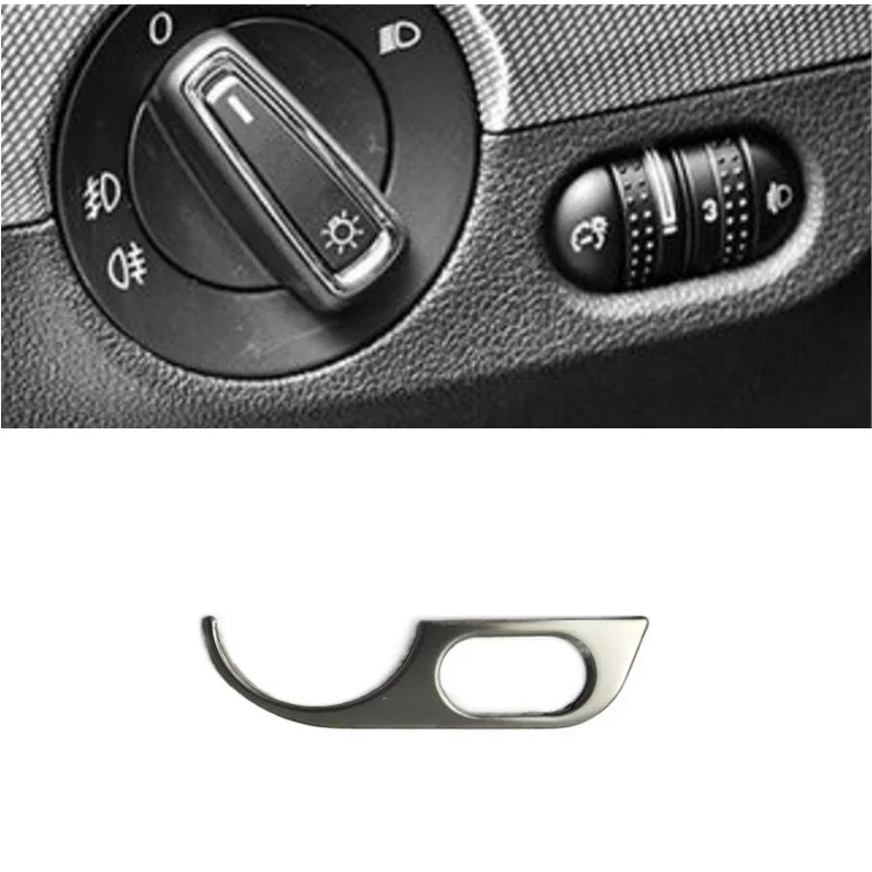 1PC Car Stickers Stainless Steel Material Headlights Switch Decorative Cover for 2012-2018 Volkswagen VW Jetta 6 MK6