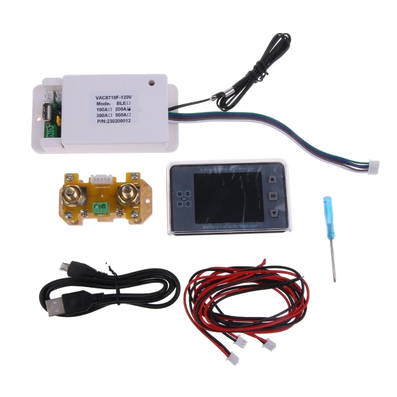 Wireless Voltage Meter Ammeter Voltmeter Coulometer Battery Power Capacity Tester 100A/200A/300A/500A with Slide Cover