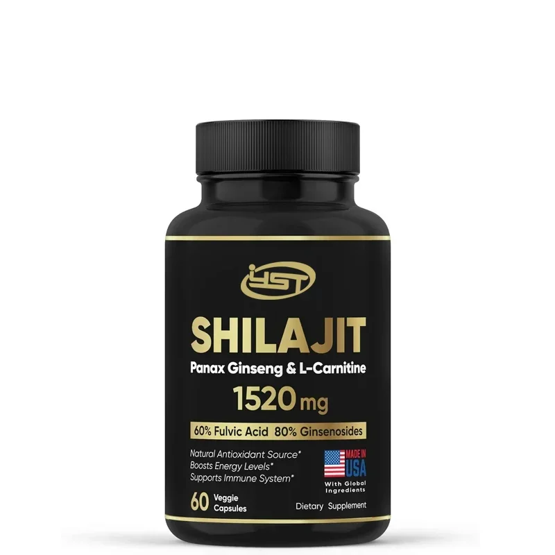 Pure Himalayan Shilajit Supplement 60% Fulvic Acid Made in The United States 85 Trace Minerals, Contains Ginseng and L-Carnitine