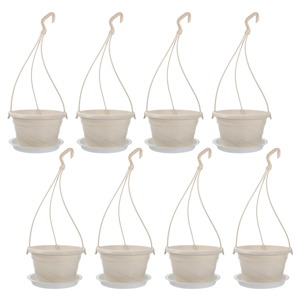 

8 set Plastic Flower Pot Chlorophytum Hanging Flowerpot Balcony Garden Accessories Outdoor Plants Pot Durable Sunlight Resistant