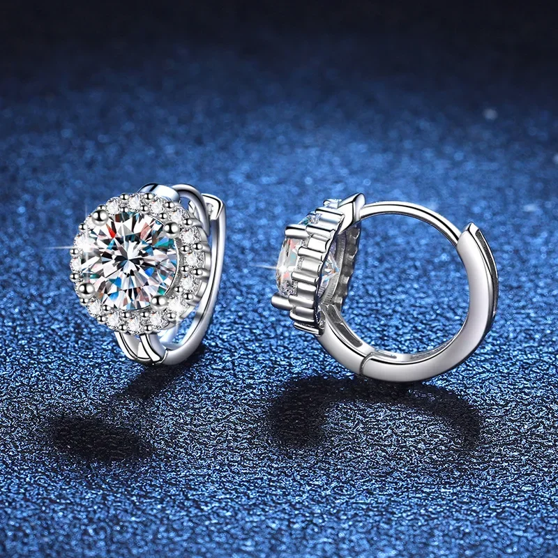 NASIAIn 1-2cttw D Color Moissanite Hoop Earrings for Women S925 Silver Party Small Ear Buckle Wedding Earring Wholesale 2026