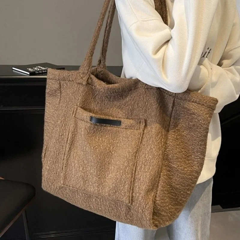 

Oversized Tote Bag for Women Autumn Winter New Korean High Quality Shopper with Handles Shoulder Strap Student Book Bag Handbag