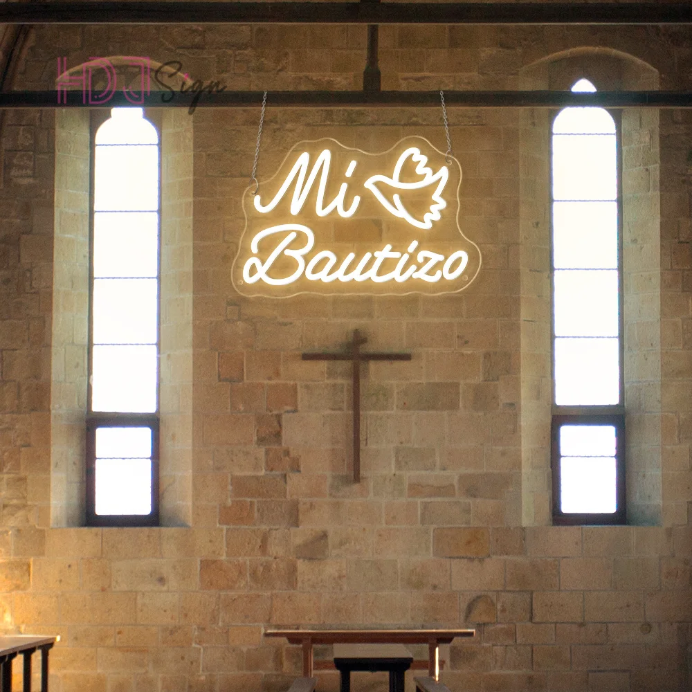 미 바티조 네온 LED 사인 벽 홈 룸 데코 나의 세례 LED 네온 조명 사인 홈 파티 교회 장식 사인 생일 선물