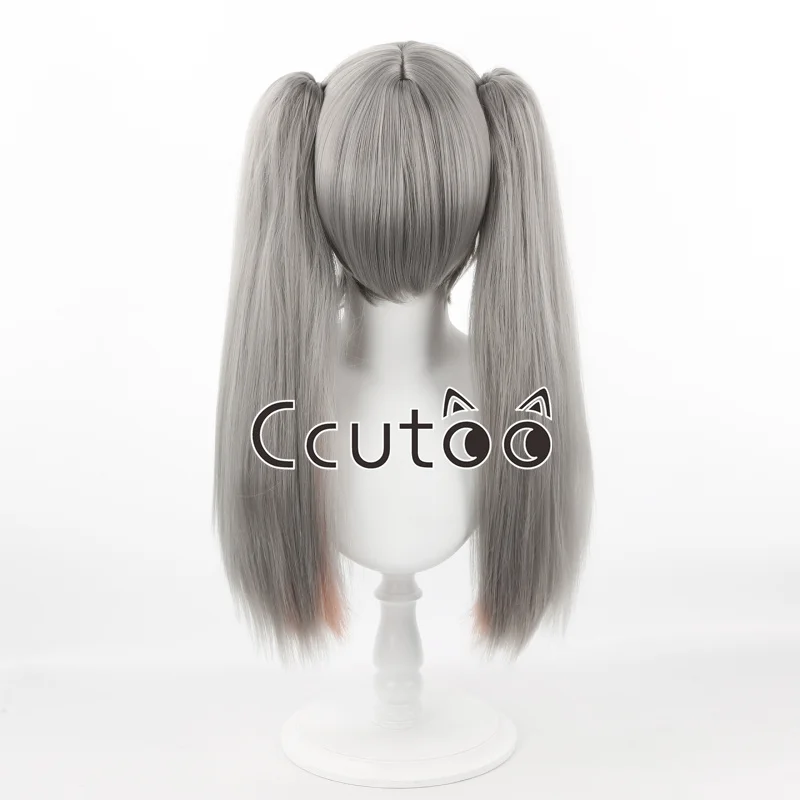 Judy Hopps Cosplay Wig Grey Pink Mixed Synthetic Hair Movie Anime Cos Wig Halloween Party Play Role Double Chip Ponytails