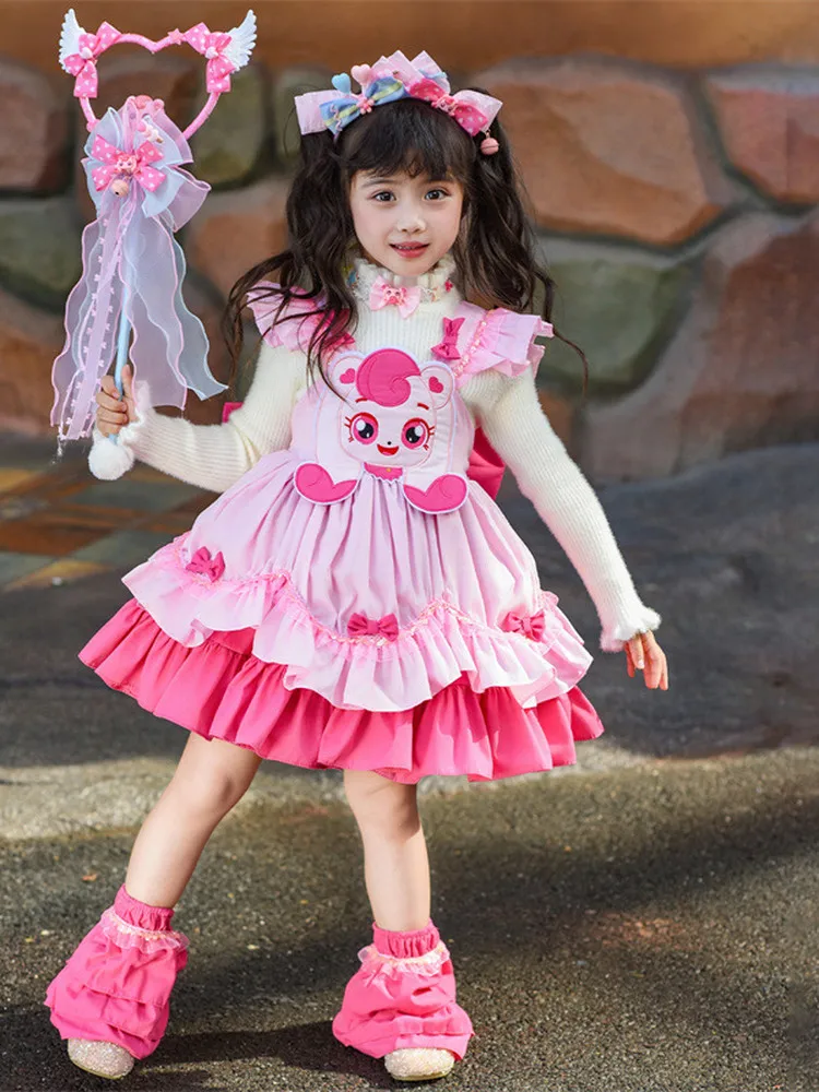 Princess Dress for Girls Cute Unicorn Pony Magical Girl Love Heart Long Sleeve mid High Waist Soft Fabric Birthday Party Dress