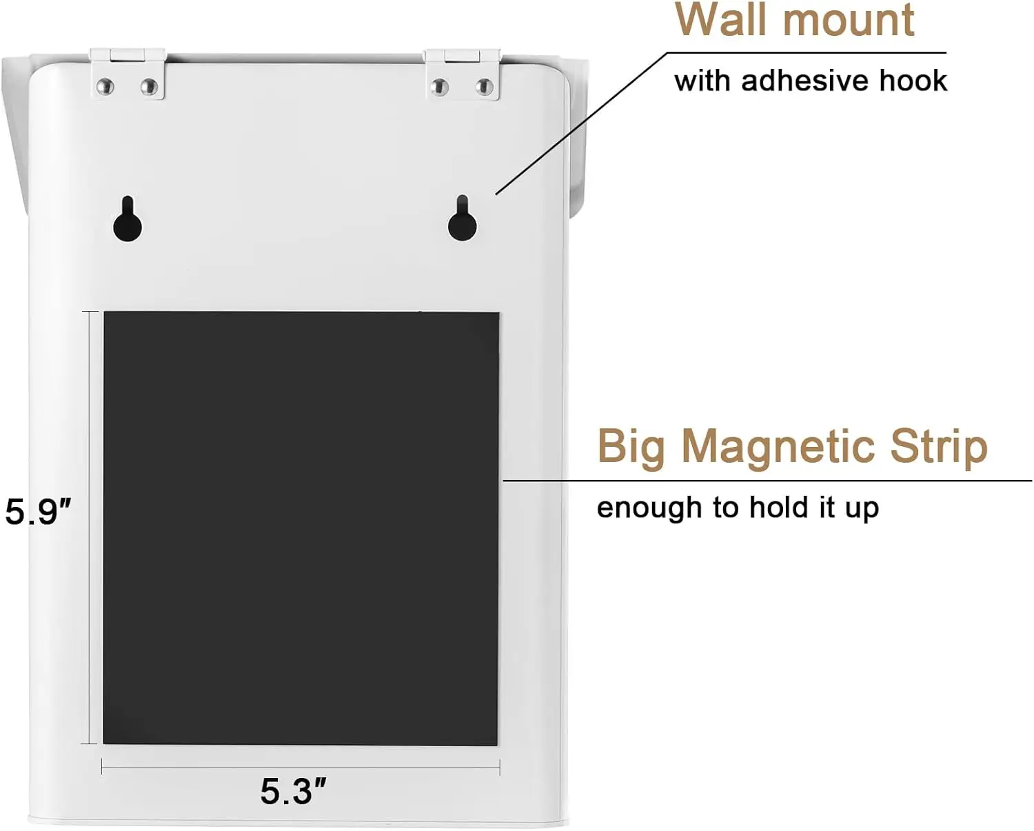 Magnetic Lint Bin for Laundry Room, Wall Mounted Metal Trash Can with Lid for Dryer, Lint Basket for Organization, White - view 2