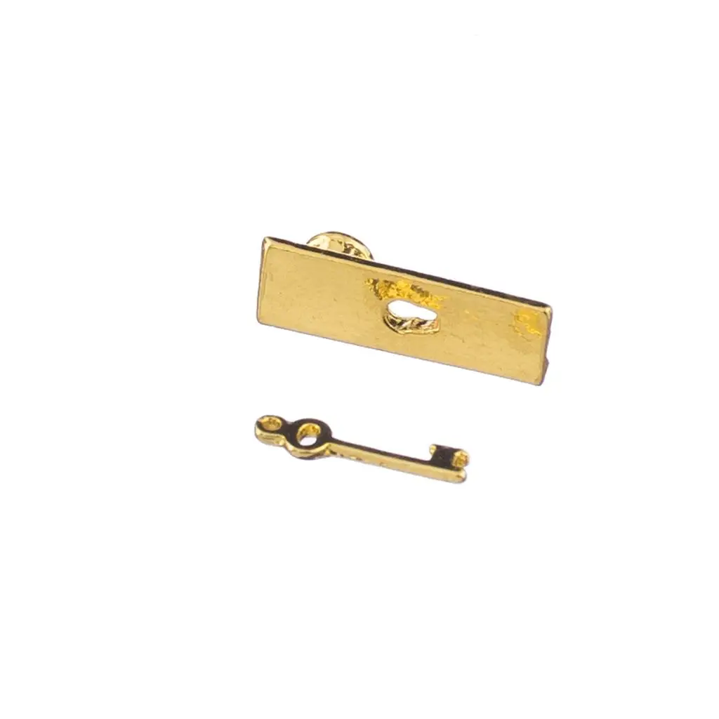 

Миниатюрные латунные ручки для кукольного домика с набором ключей для замочной скважины, дверной аксессуар из 4 шт.