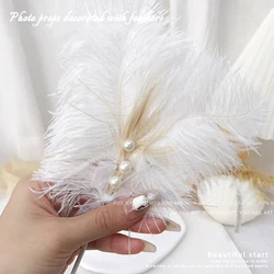 Ostrich Feathers INS Style Photo Props Ornaments Manicures Hand Holding Girls Cosmetic Accessories Photography Background