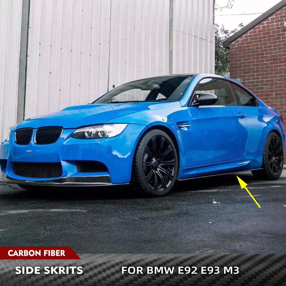 For BMW 3 Series E92 E93 M3 2008 - 2013 Carbon Fiber Car Side Skirts Extension Lips Rocker Panels Extension Lips Apron Body Kits