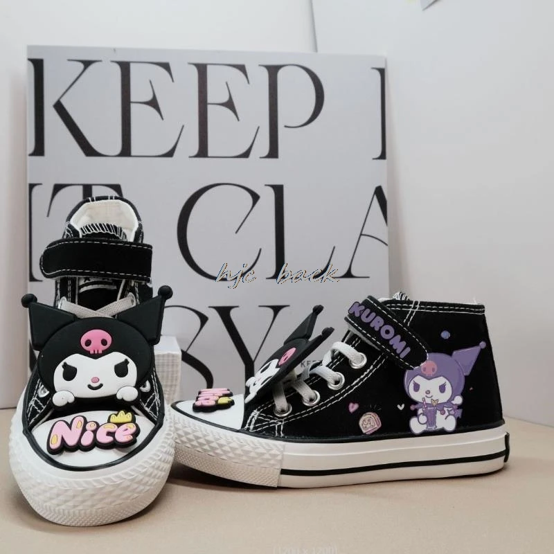 Fashion Girls High-top Lovely Kuromi Melody Kids Canvas Shoe Casual Cartoon Sport comfort Shoes Children Print Boys Tennis Shoes