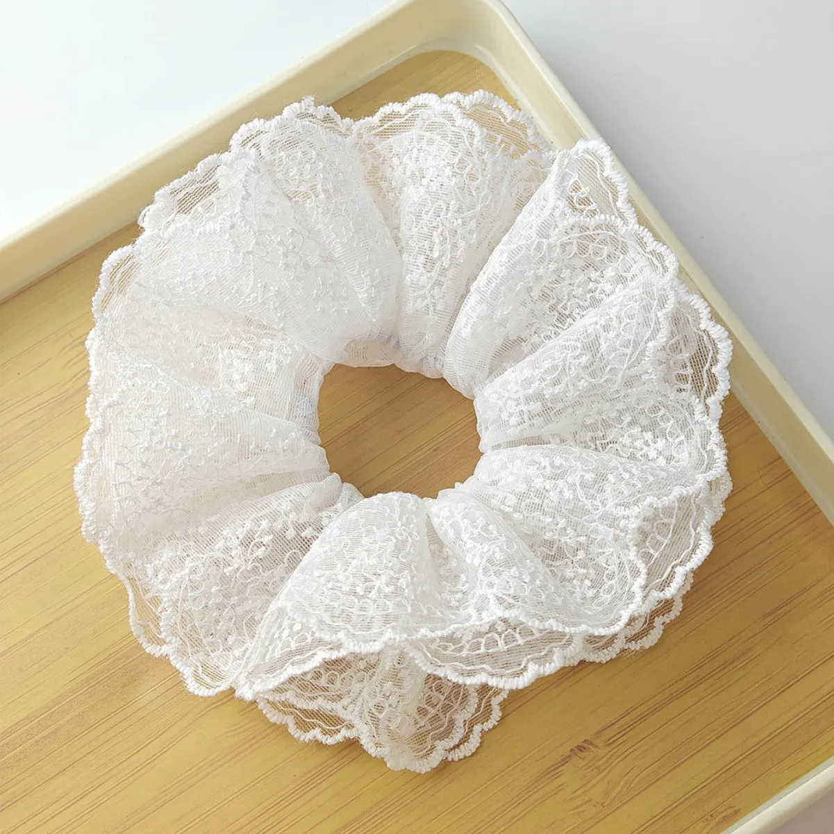 2025 حار الكورية لطيف المرأة الدانتيل التطريز كبير توك شعر الصيف الحلو 4 طبقات ذيل حصان حامل شريط مطاطي العصابات الشعر