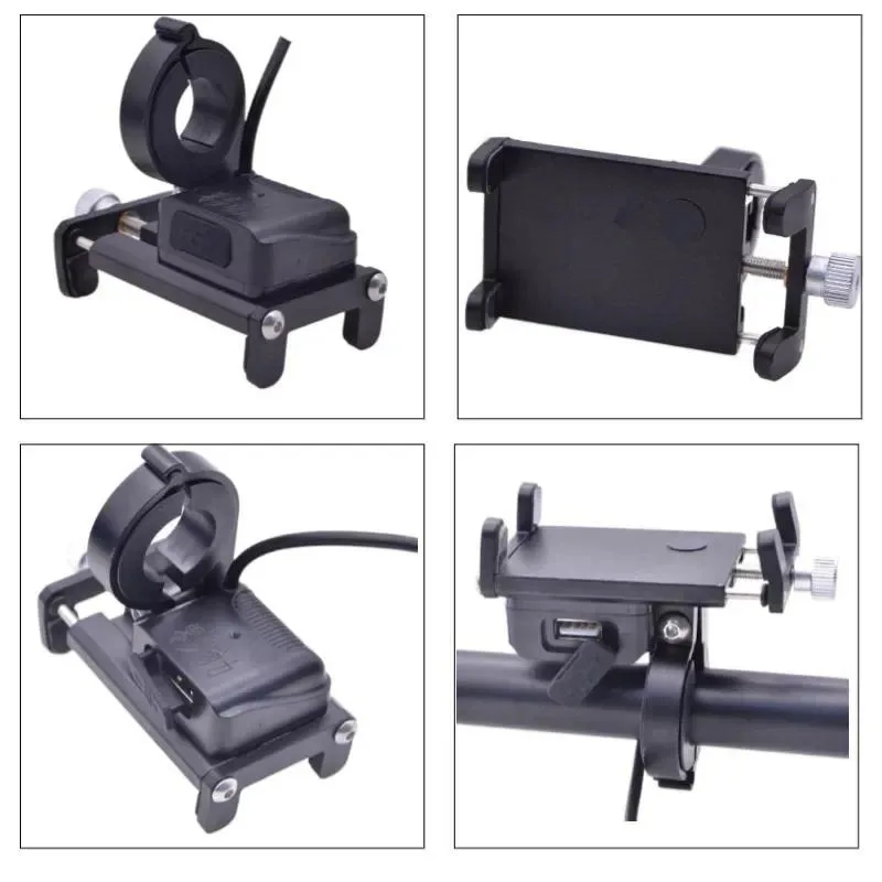 Aluminum Alloy Waterproof USB Fast Charging Phone Holder For Electric Bicycle Car Navigation Delivery Rider Mobile Phone