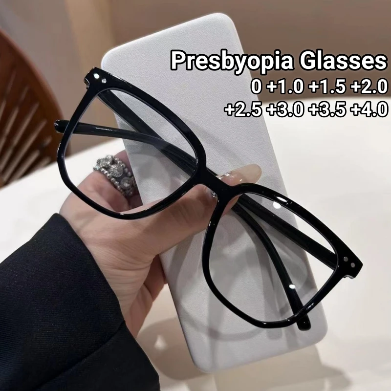 

Light Frame Reading Glasses Transparent Black Optical Glasse Women Men Square Eyewear Blocking Eyeglasse Presbyopia Eyeglasses