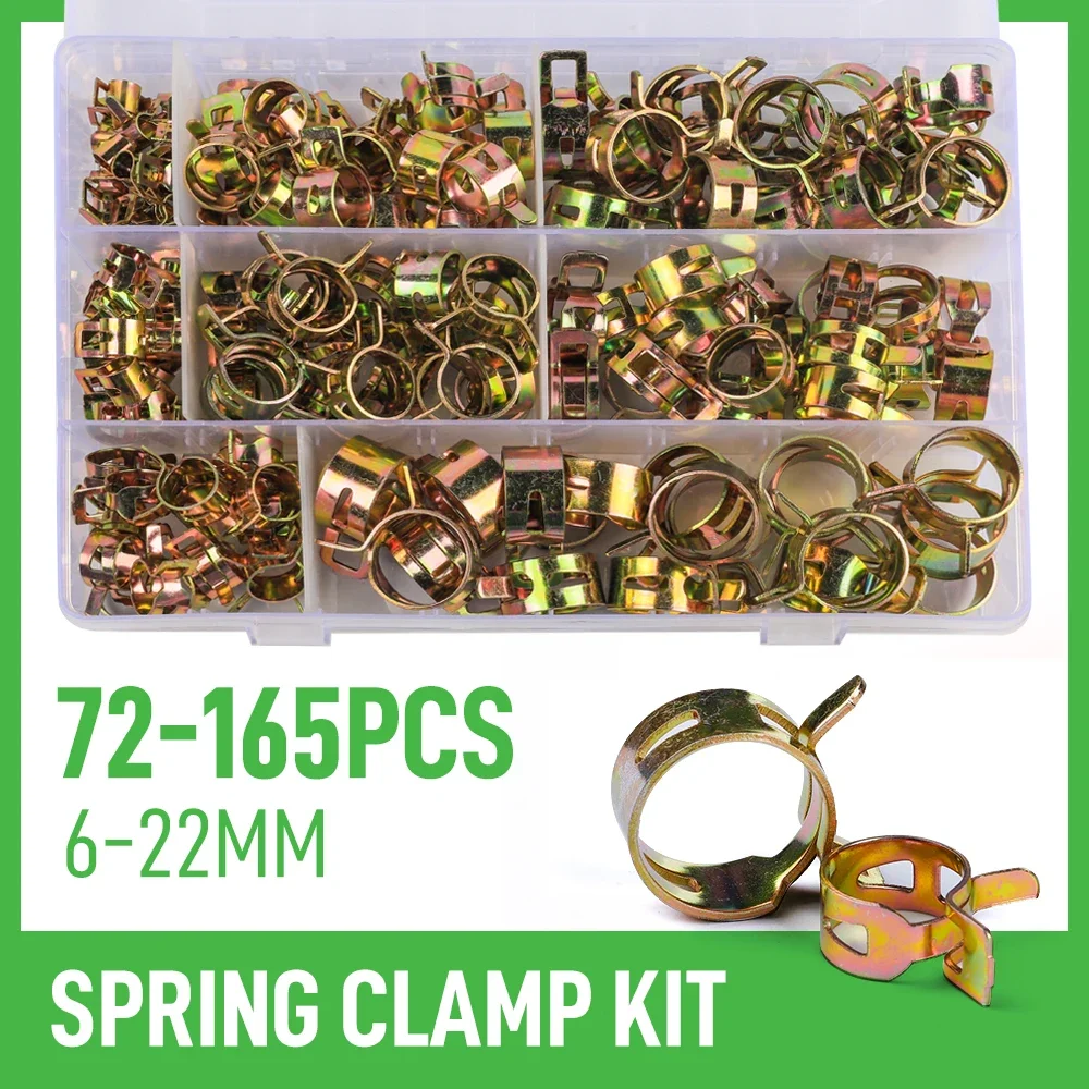 72-165 Spring Clamp Kit Band Type Action Fuel Silicone Vacuum Hose Pipe Line Low Pressure Air Clip Clamp 6-22mm Assortment