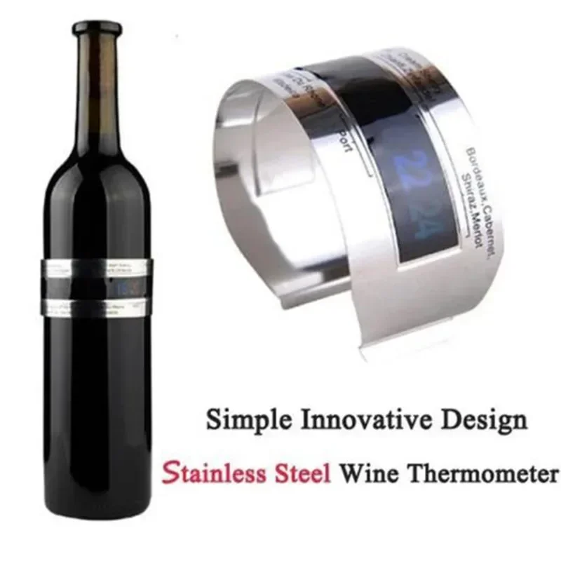 LCD Display Stainless Steel Bottle Wine Thermometer Wine Collar Thermometer Bar Beverage Tool Bottle Snap Thermometer image 4