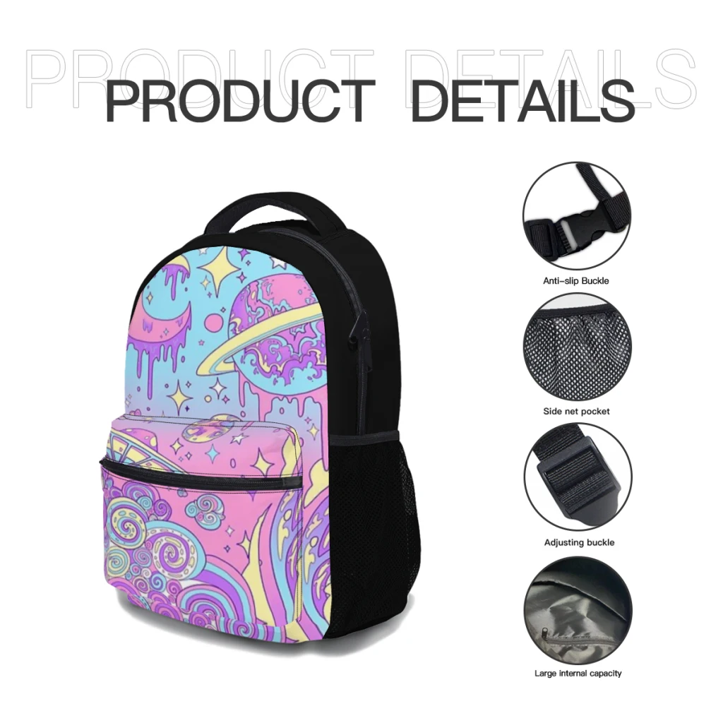 New Fashionable  Pastel Galaxy Backpack Bag Large Capacity Trendy Book Bag Multi-pockets Adjustable 17inch