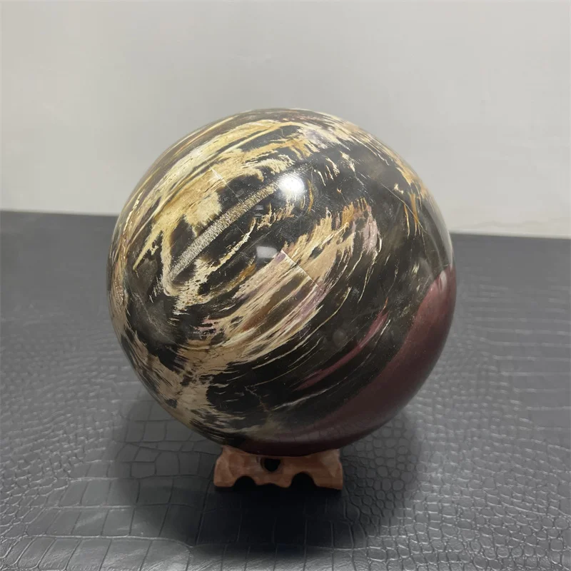 

17.5cm Natural Stone Petrified Wood Sphere Rock Polished Crystal Ball Quartz Feng Shui Decoration Gift Reiki Healing