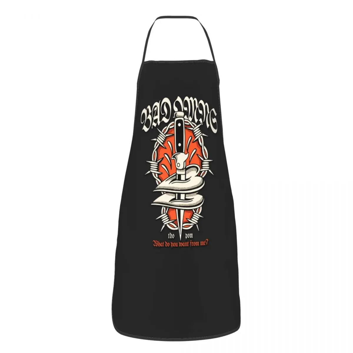 Custom B-Bads Brand O-Omenes Fashion Hip Hop Heart Funny Apron Men Unisex Kitchen Chef Bib Tablier Cuisine Baking Gardening