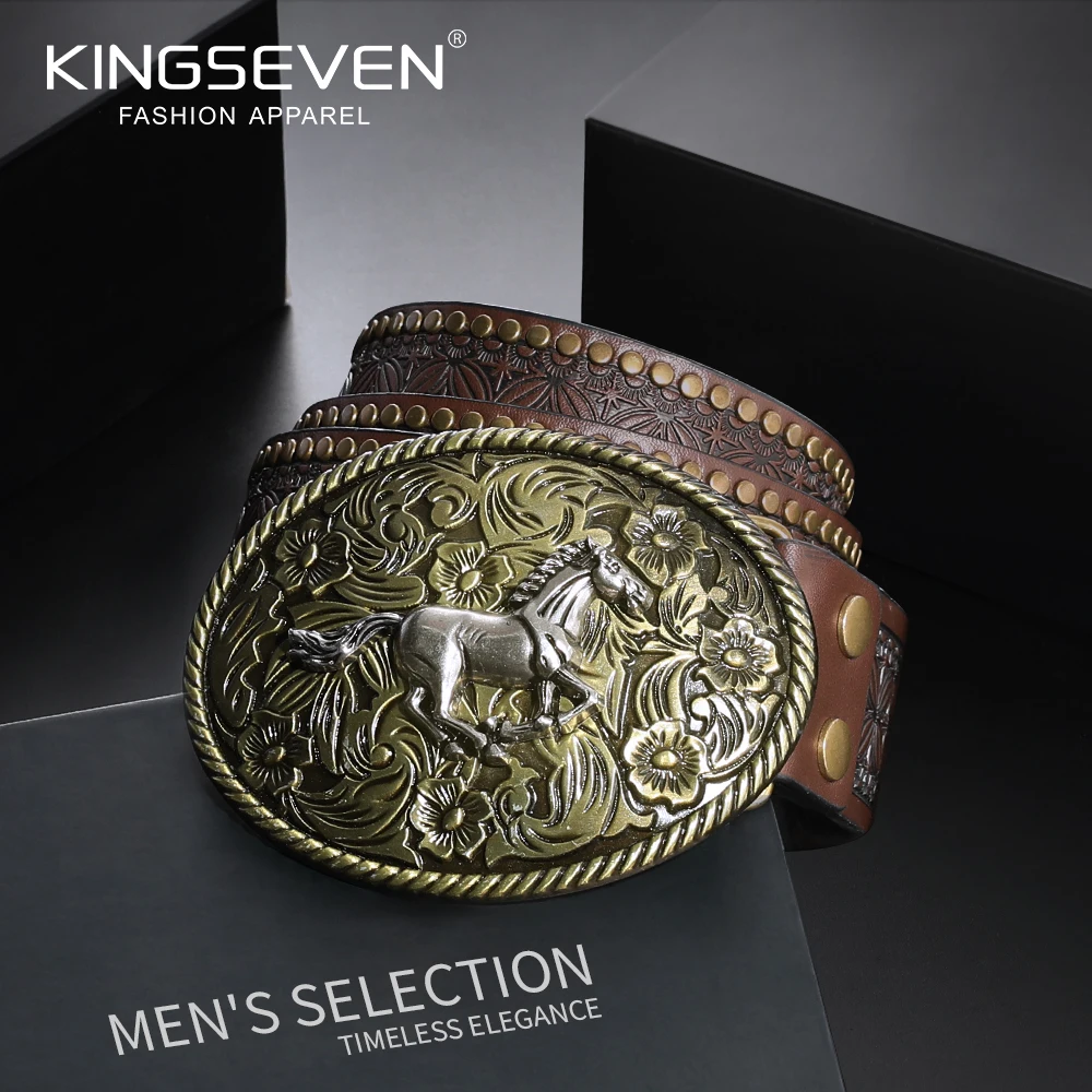 

Мужской ремень KINGSEVEN в стиле прерий-ковбоев, шириной 3,8 см, отличный подарок на праздник.