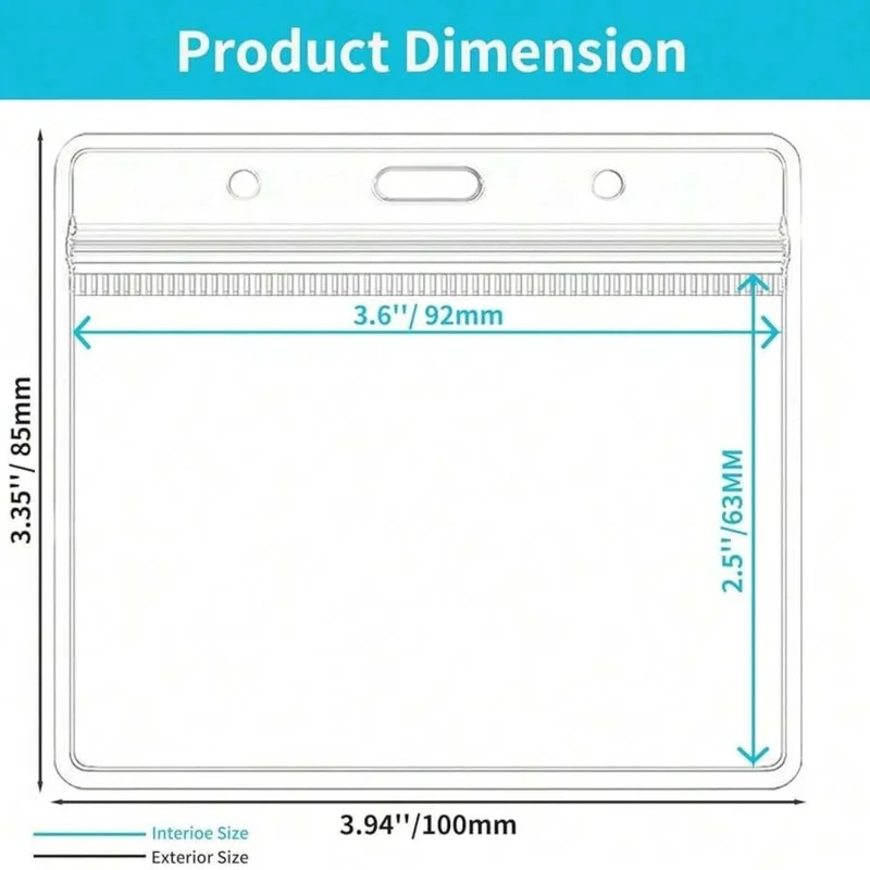 Horizontal ID Card Name Tag Badge Holder With Waterproof Type Resealable Zip (Holders, 35Packs),35PCS