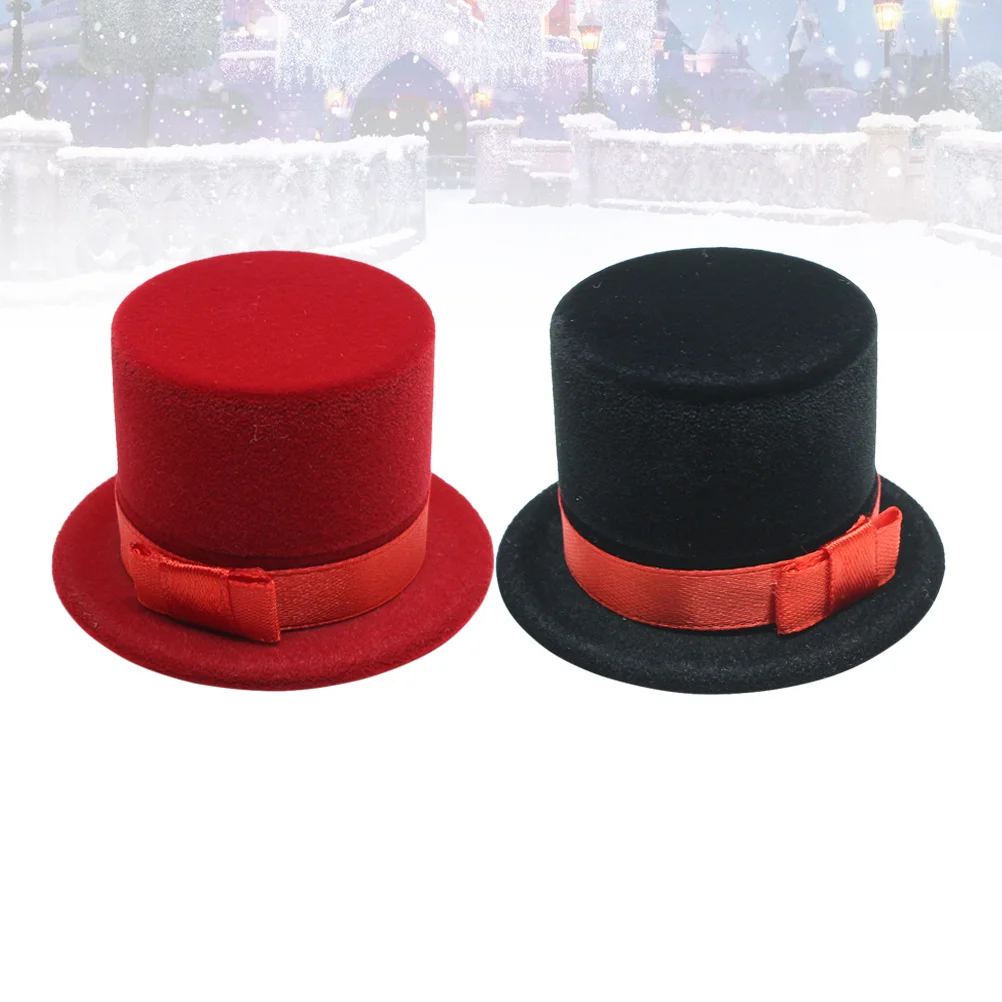 

2Pcs Christmas Hat Ring Box Black Red Portable Jewelry Storage Organizer Creative Case for Rings Bracelets Gift