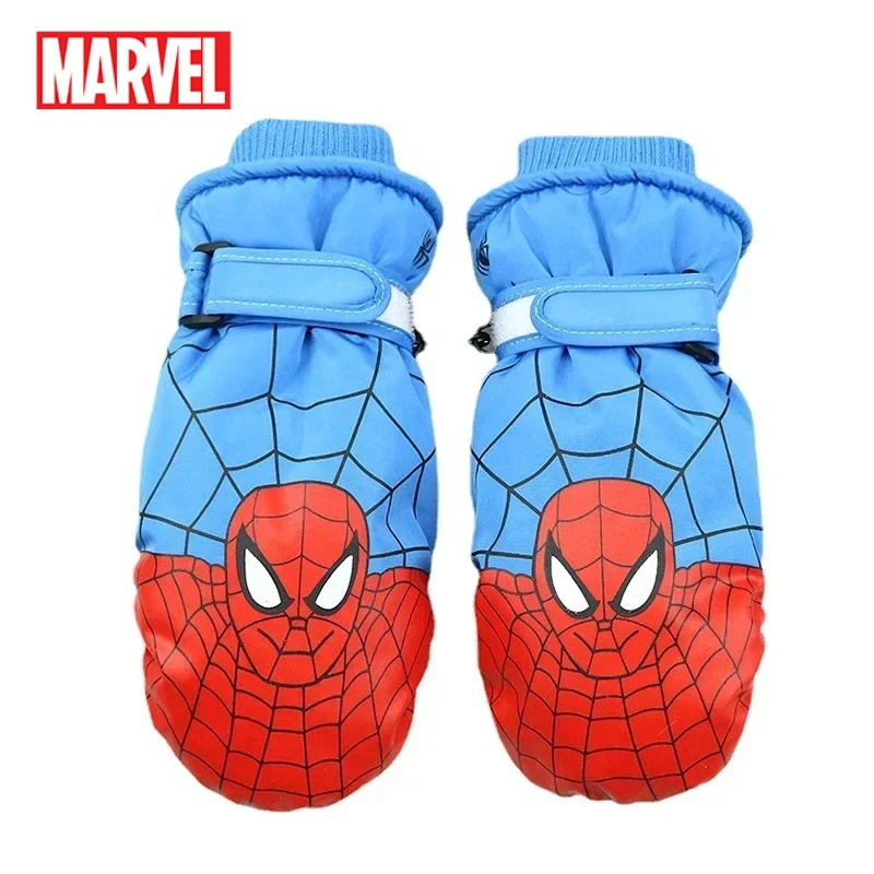 Disney Spider Mans Kids Winter Thicken Warm Mountain Snowboard Ski Gloves Windproof Waterproof Full Finger Mittens for Outdoor