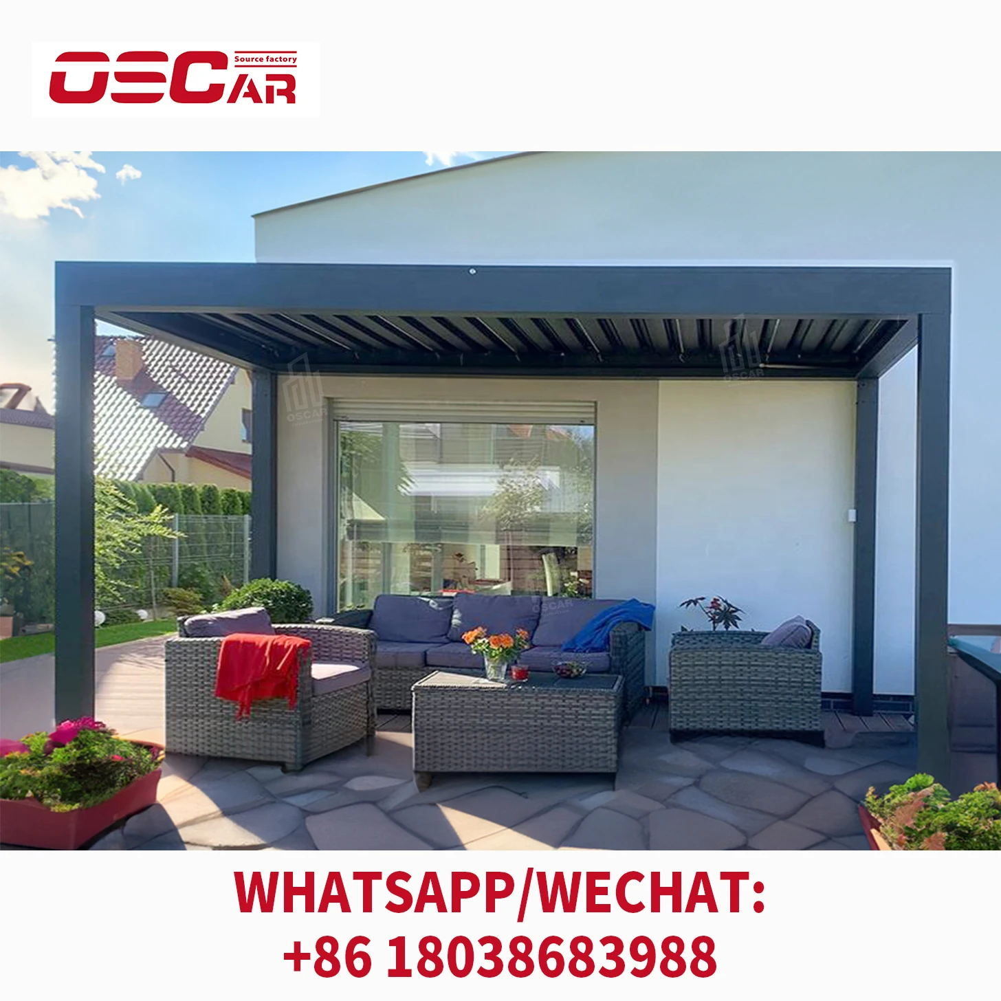 KAKADU aluminiowa pergola elektryczna z systemem baldachimu metalowa montowana na ścianie