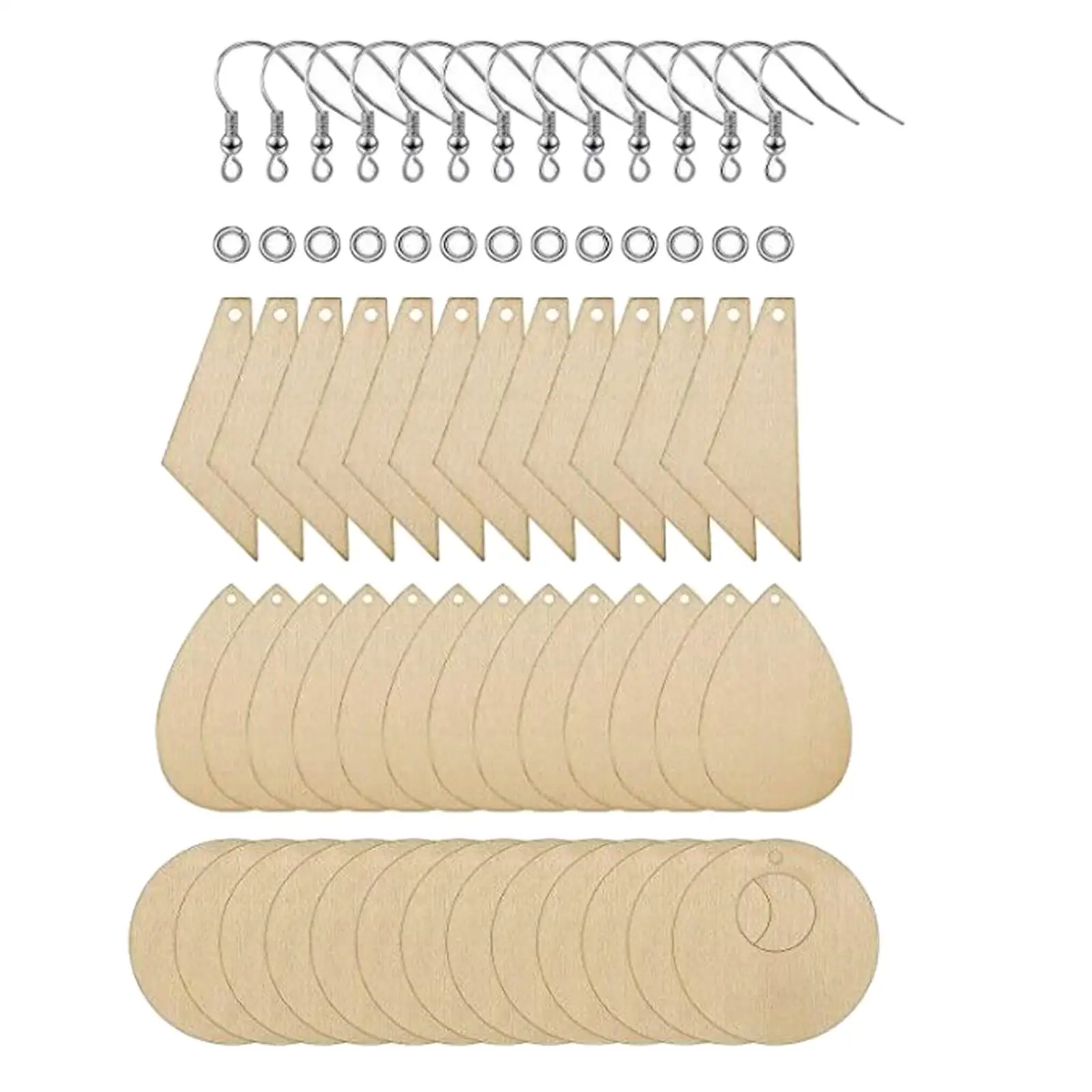 180 Pieces Natural Wood Earrings Blank Teardrop and Tapered Cutout Pendants with