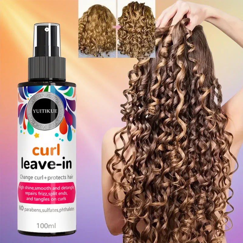 Acondicionador Leave-in Curl, restaura rizos y protege el cabello, alto brillo, suave y fácil de peinar, repara el frizz en los rizos.