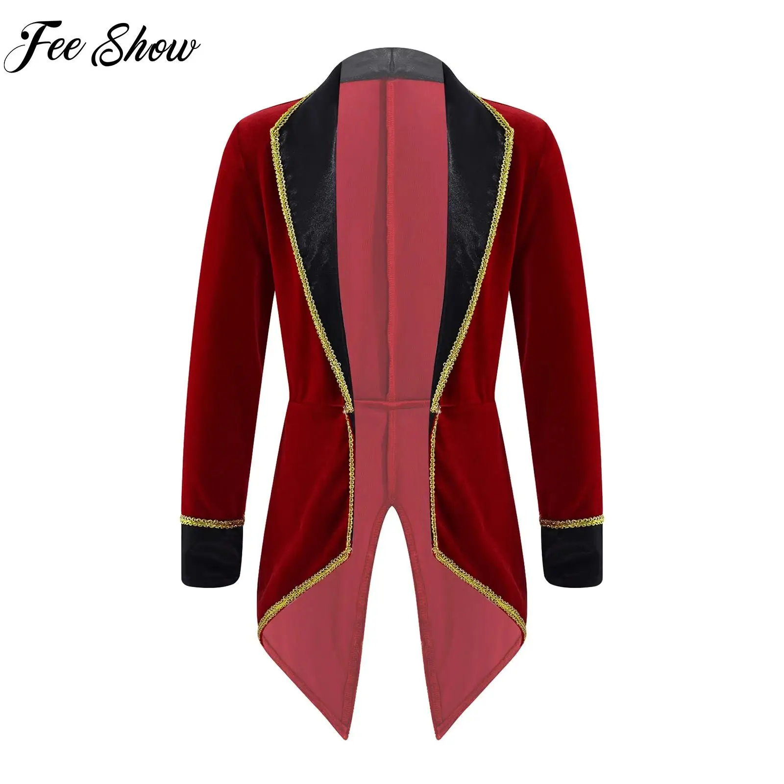 

Kids Circus Costume Set Long Sleeve Lapel Tailcoat Cosplay Pirate Vampire Jacket for Carnival Stage Performance Cosplay Party