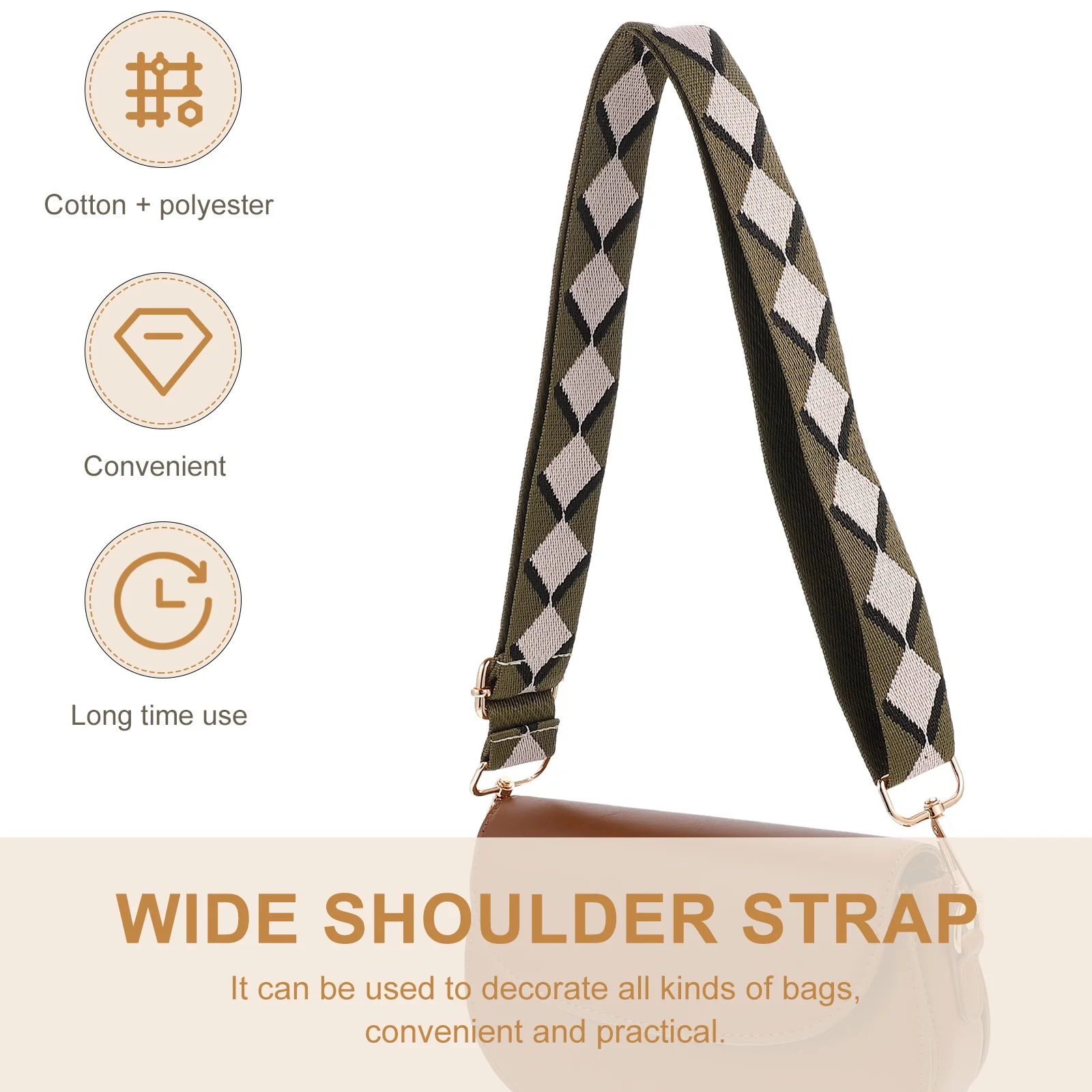 

Jacquard Cotton Shoulder Strap Replacement Buckle Wide Shoulder Strap for Handbag Bag Decor Lightweight Durable Bag Accessories