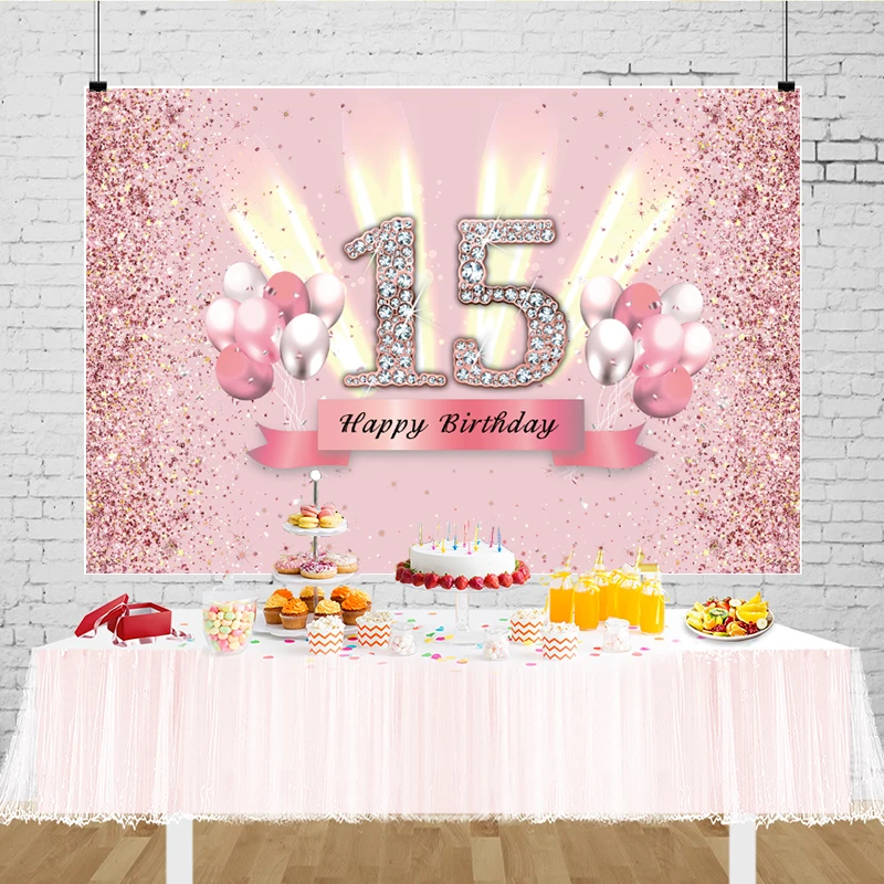 Quinceanera 15th Birthday Backdrop for Girl Boy 15 Years Old Sweet Fifteen Party Decorations Banner Photo Background Props Cloth