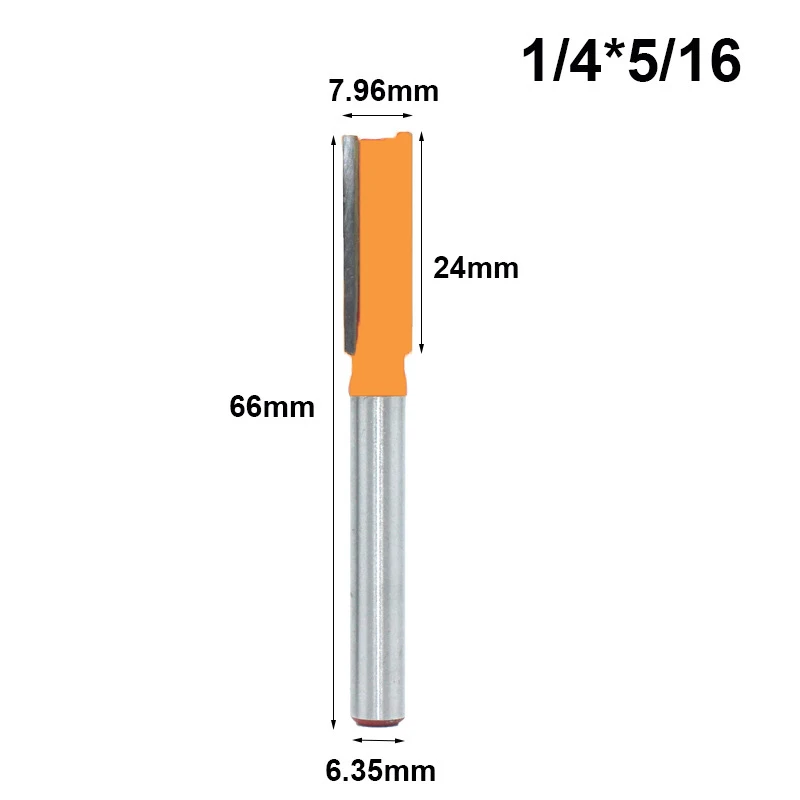 1PC 1/4" 6.35MM Shank Milling Cutter Wood Carving Blade Double Flutes Straight Bit Woodworking Tool Carving Trimming Router Bit