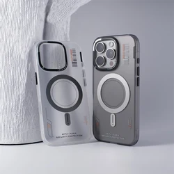 Matte for Magsafe Phone Case for iphone 17 Pro Max 16 15Pro 14 13 Originality Bar Code Magnetic Wireless Charge Frosted PC Cover