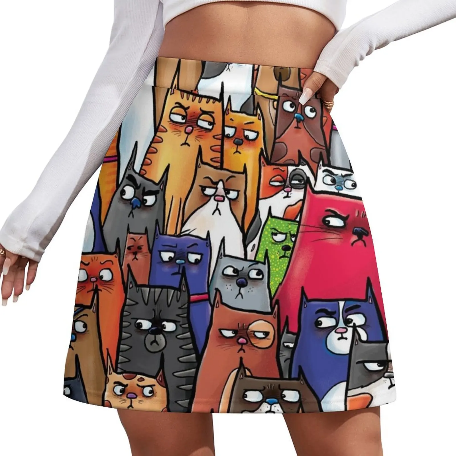 

Suspicious Kitties Mini Skirt rave outfits for women 90s aesthetic midi skirt for women clothing women summer 2026