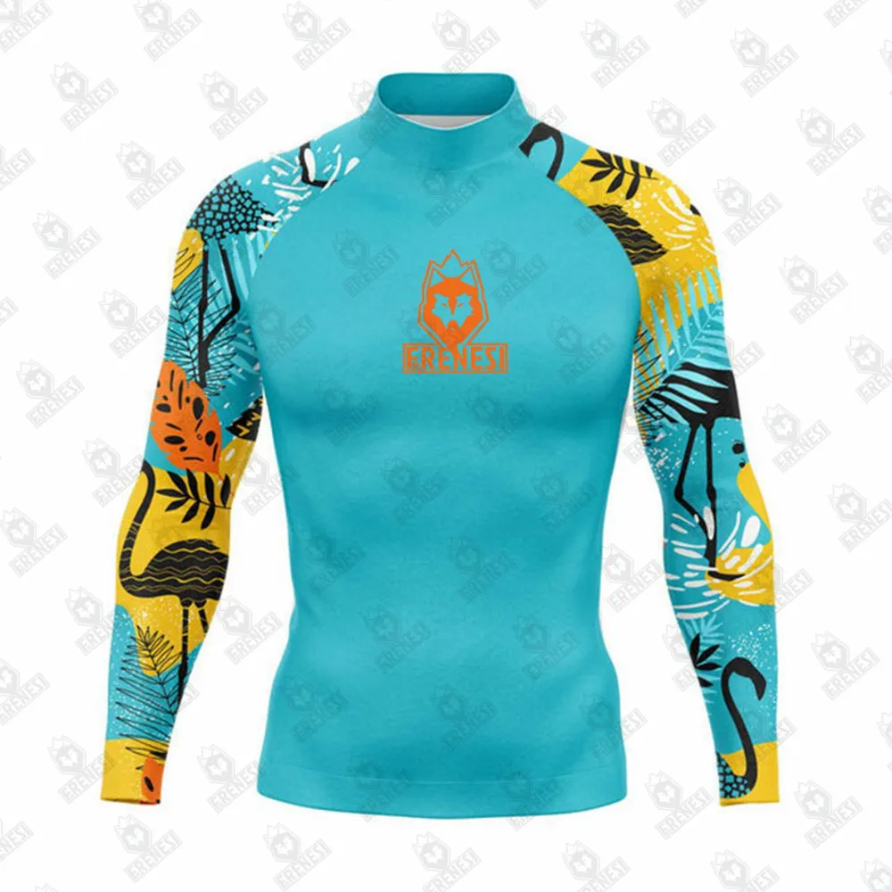 Frenesi-Maillot de bain de surf à manches longues pour hommes, Rashguard, Protection solaire UV, Vêtements de plage de plongée, Zone de plongée en déclin