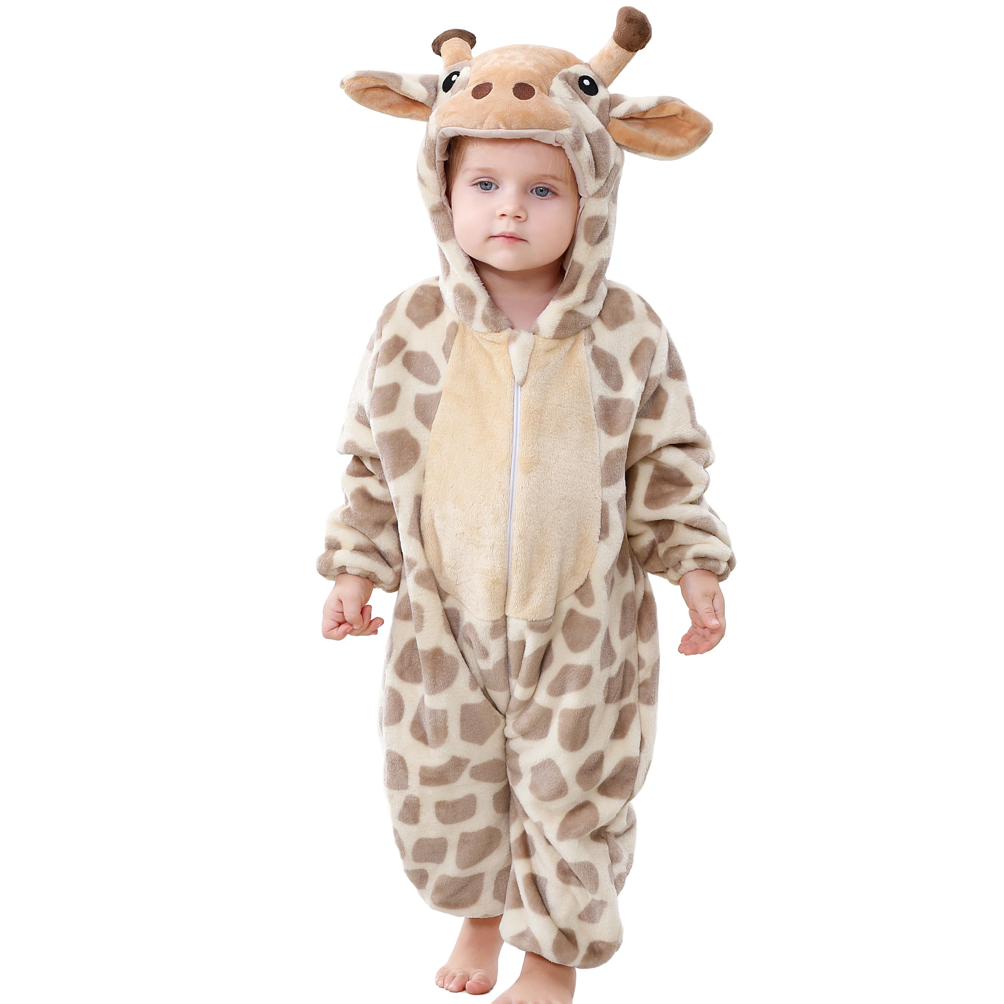 MICHLEY  Halloween Cosplay Newborn Baby Girl Clothes Romper Cartoon Giraffe Costume Jumpsuit Winter Warm Onesie Outfits for Boys