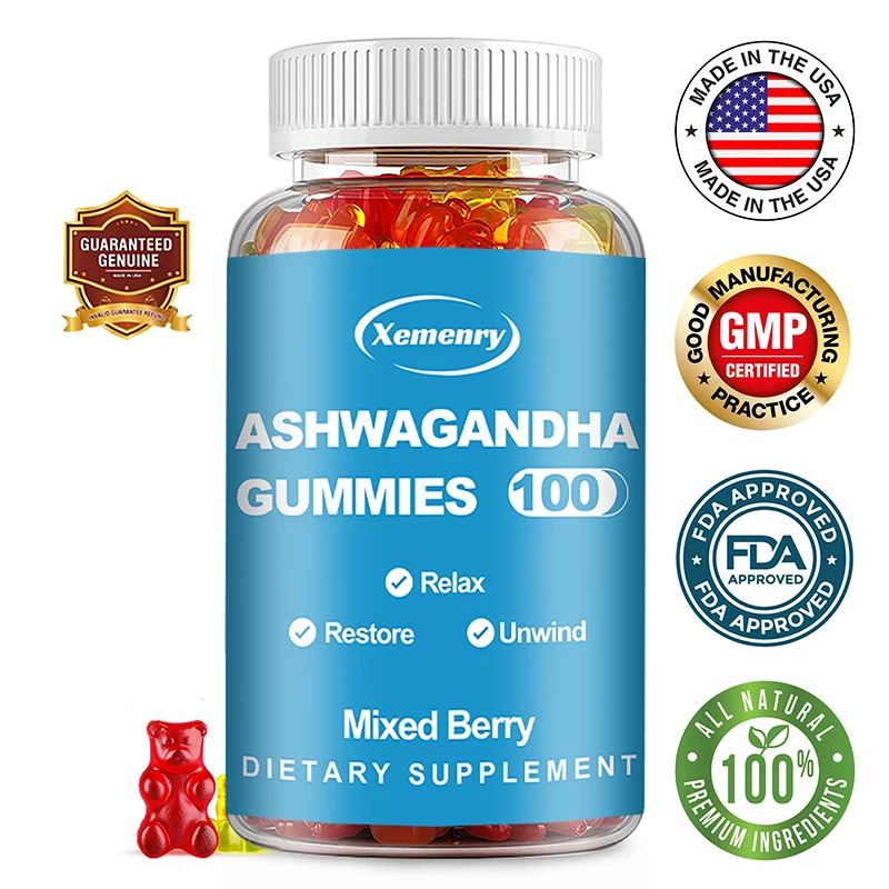 Ashwagandha Gummies - Relieve Stress, Focus, Boost Brain, Replenish Energy, Improve Sleep Health