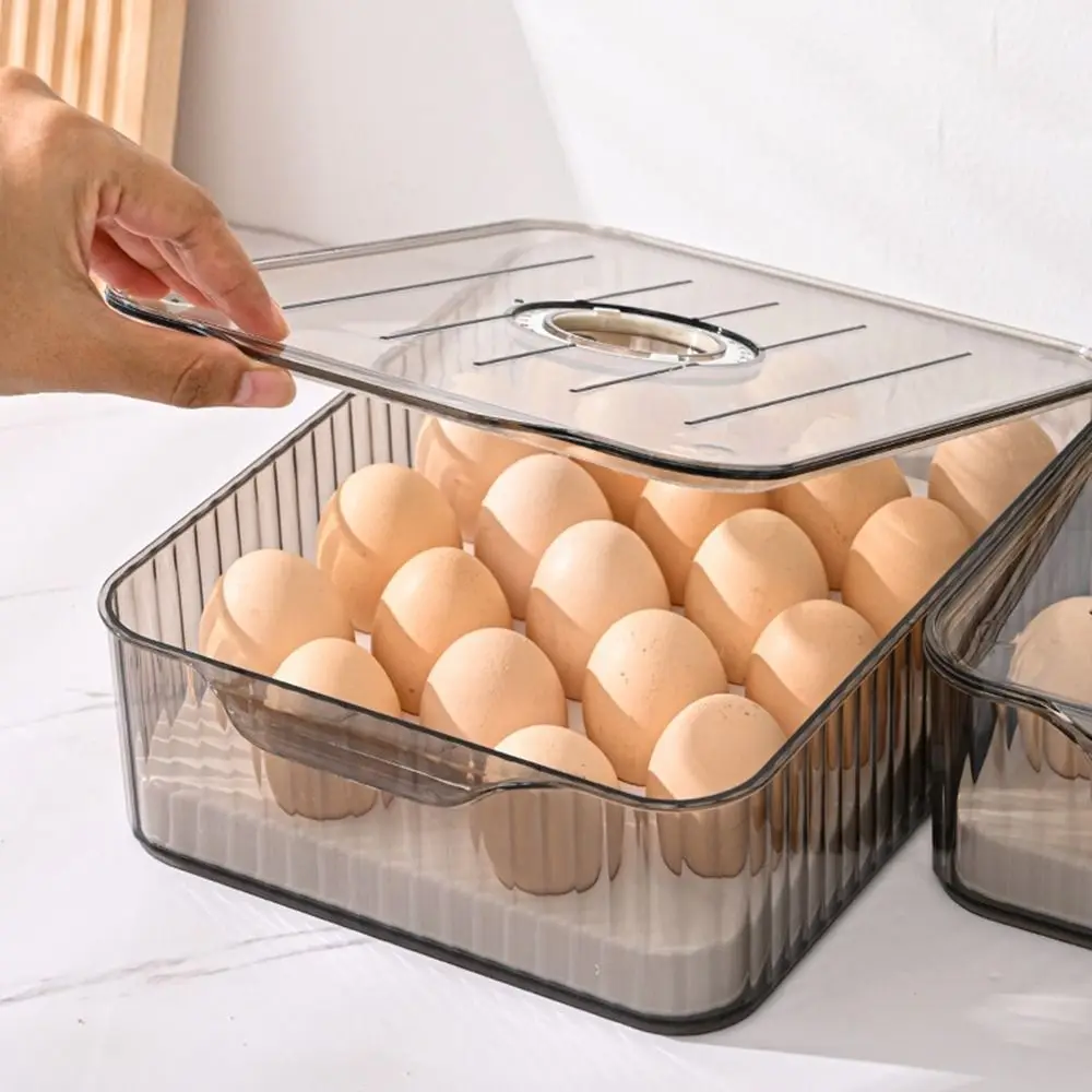 

Plastic Refrigerator Egg Crisper Practical Stackable Fresh-Keeping Egg Holder with Lid Thickened Food Storage Container Home