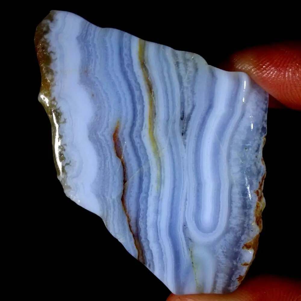 Natural Designer Blue Lace Agate Rock Slab Polished Rough For Cabbing