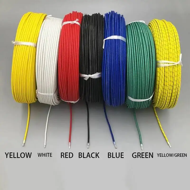 High Temperature Silicone Wire And Cable Heat Resistant 300°C Glass Fiber Braided 0.3mm 0.5mm 0.75mm 1.0mm 1.5mm 2.5mm 4mm 6mm