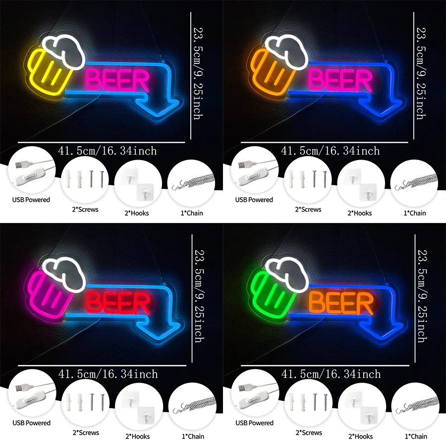 Beer Led Neon Sign, Beer Mug Icon Business Signboard, Used For Decor Of Bars, Restaurants, Clubs And Convenience Stores.